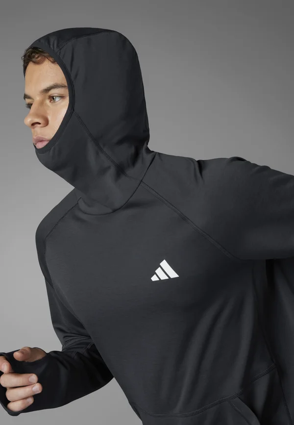 OWN THE RUN 3-STRIPES - Kapuzenpullover - black