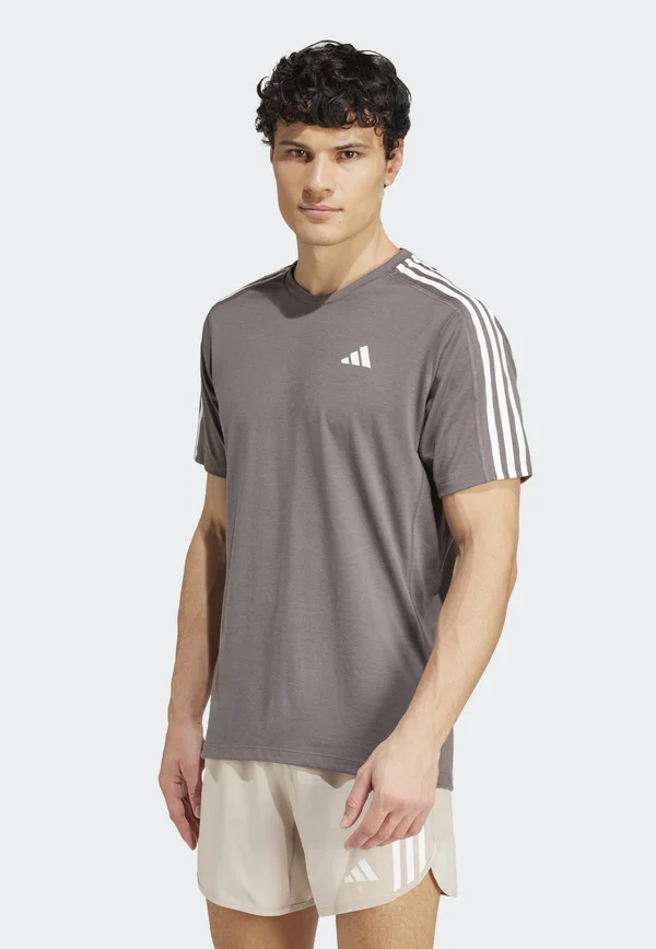 OWN THE RUN 3-STRIPES - T-Shirt print - charcoal