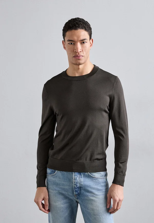 PABLO CREW NECK - Strickpullover - kaki foncé.