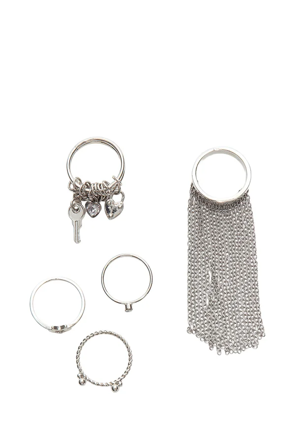 PACK OF 5 CONTRAST CASCADING - Ring - metallic grey
