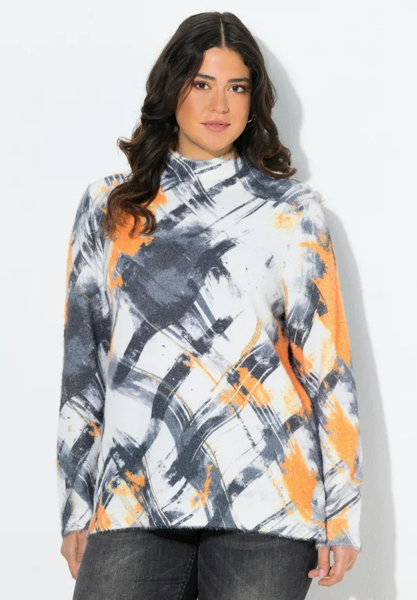 PAINTED CHECKS MOCK NECK - Strickpullover - pale mottled grey