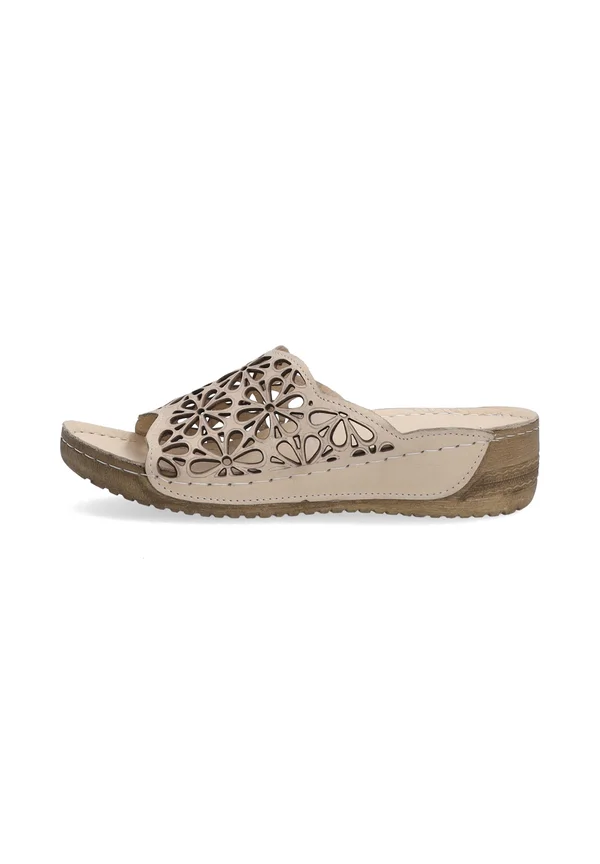 Pantolette flach - beige