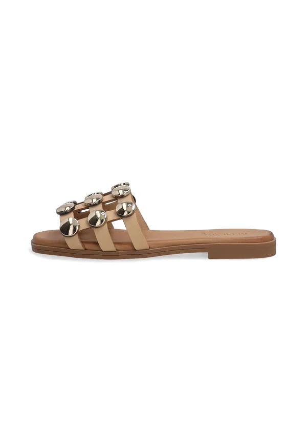 Pantolette flach - beige