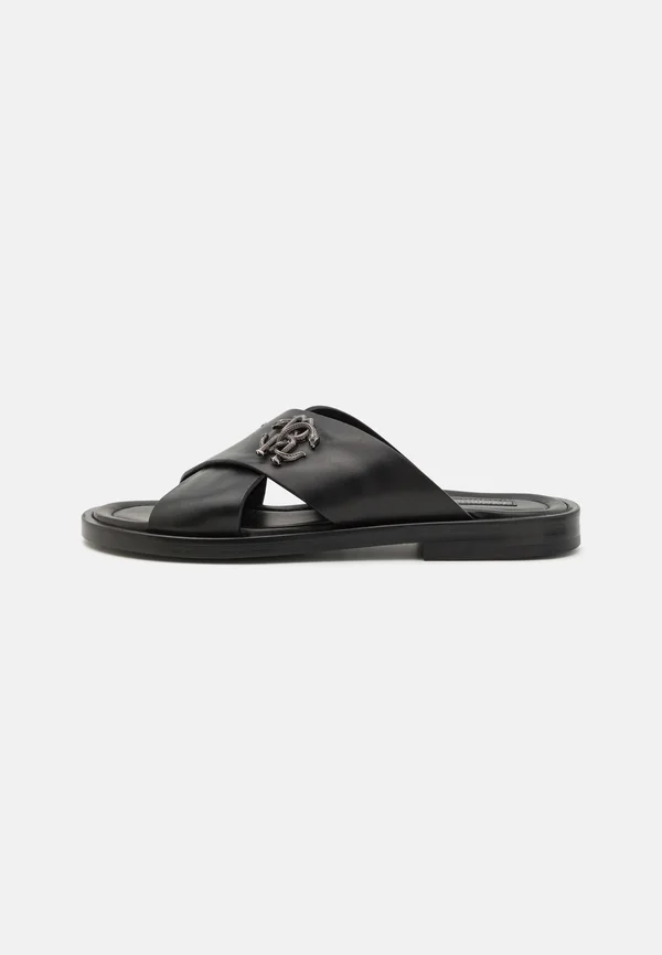 Pantolette flach - black/antic silver