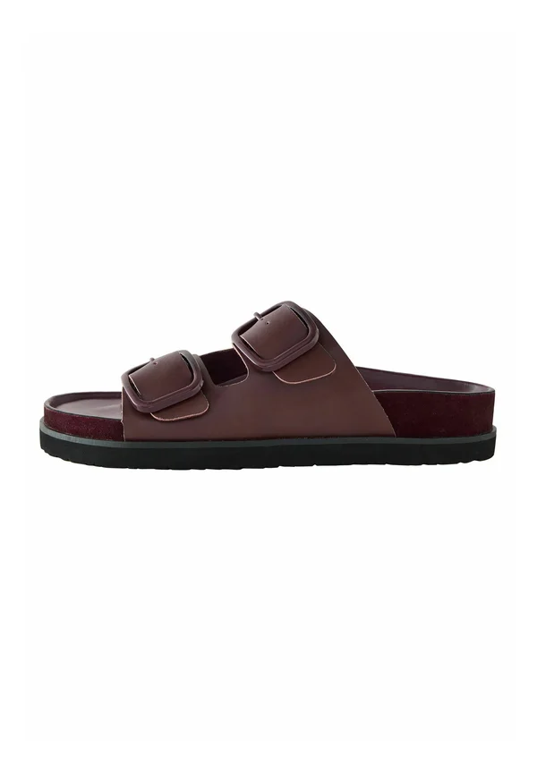 Pantolette flach - burgundy red leather