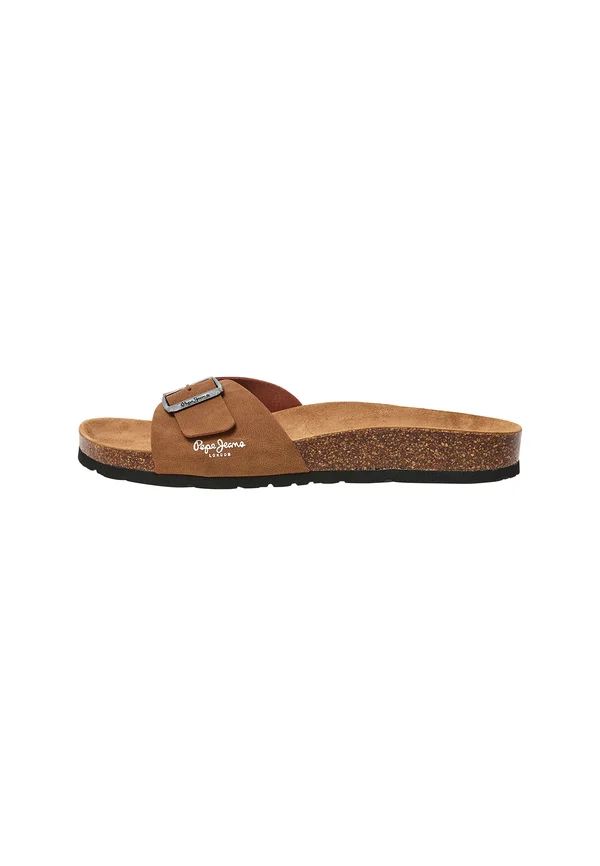 Pantolette flach - cognac brown