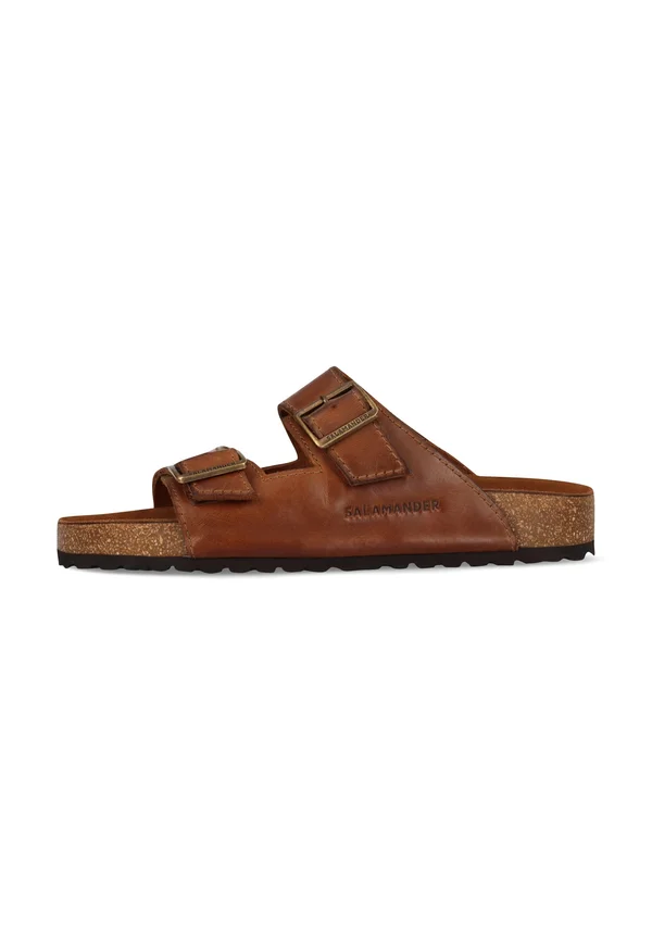 Pantolette flach - cognac