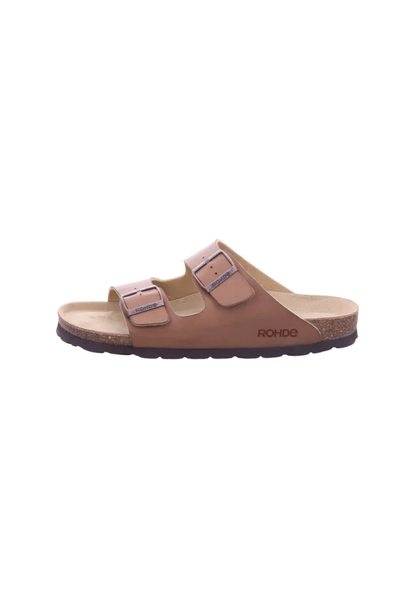 Pantolette flach - cognac