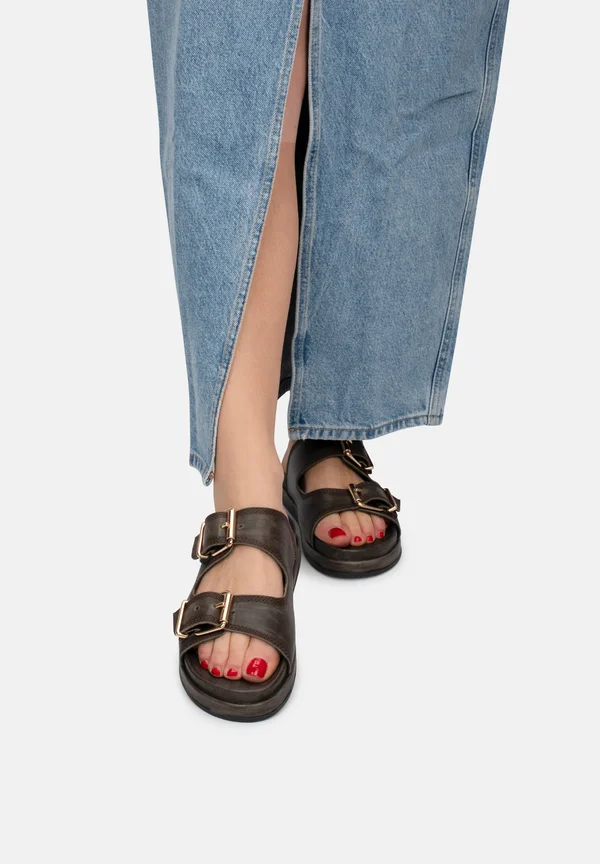 Pantolette flach - dark brown