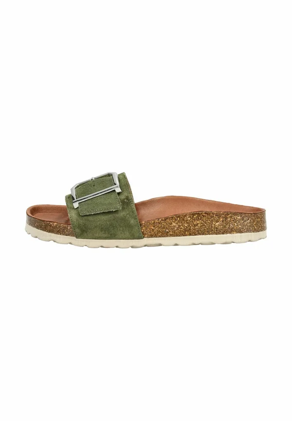 Pantolette flach - dunkelgruen