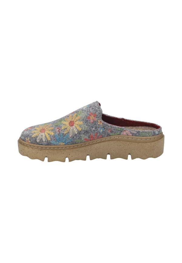 Pantolette flach - grau multi