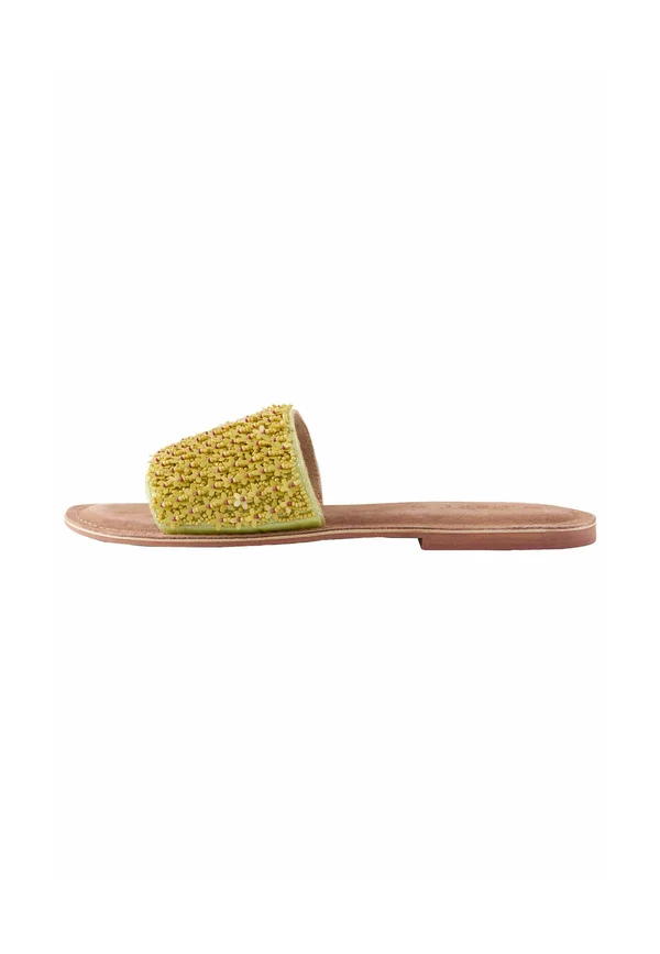 Pantolette flach - lime green leather