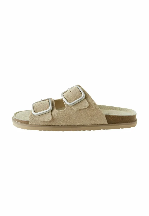 Pantolette flach - neutral suede
