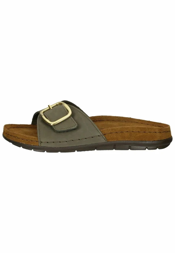 Pantolette flach - olive