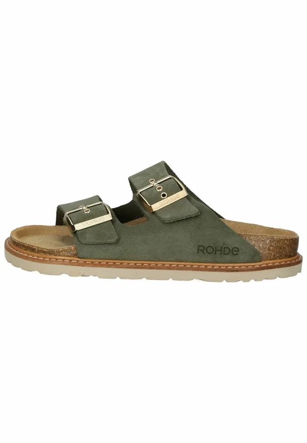 Pantolette flach - olive