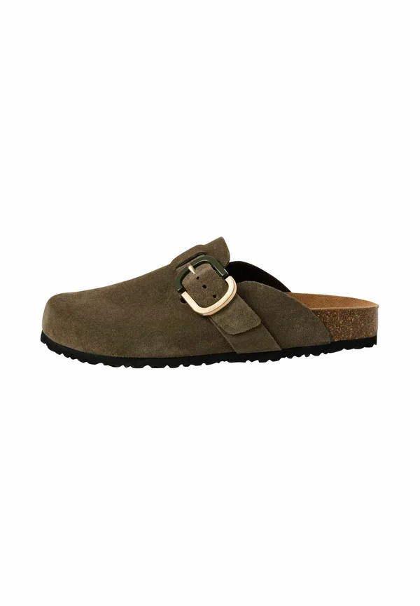 Pantolette flach - olive