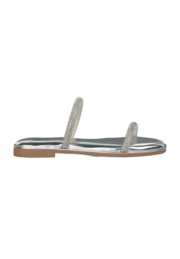 Pantolette flach - plateado