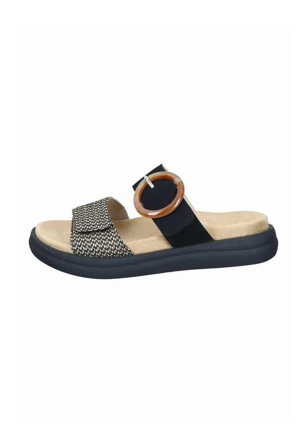 Pantolette flach - schwarz natur schwarz