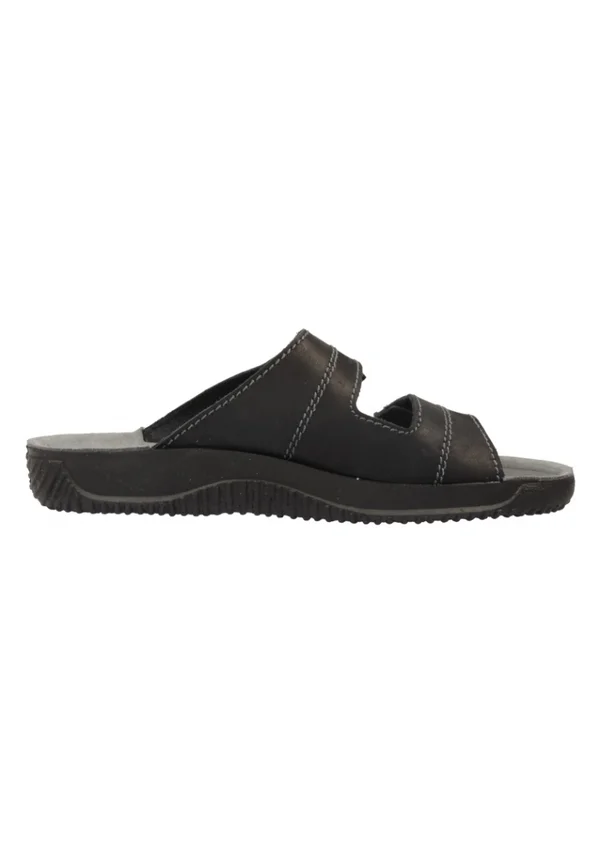 Pantolette flach - schwarz