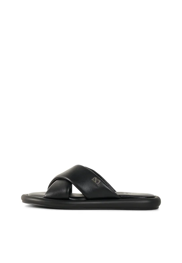 Pantolette flach - schwarz