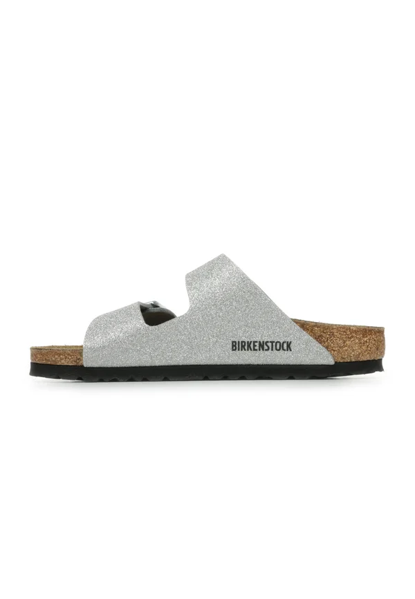 Pantolette flach - shiny glitter silver