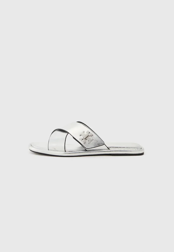 Pantolette flach - shiny silver