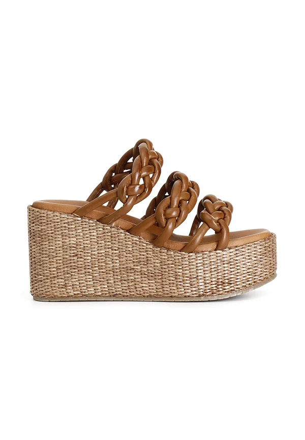 Pantolette hoch - brown leather