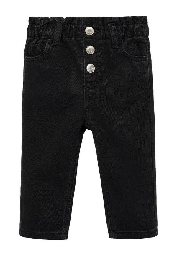 PAPER BAG WITH BUTTONS - Jeans Straight Leg - black denim