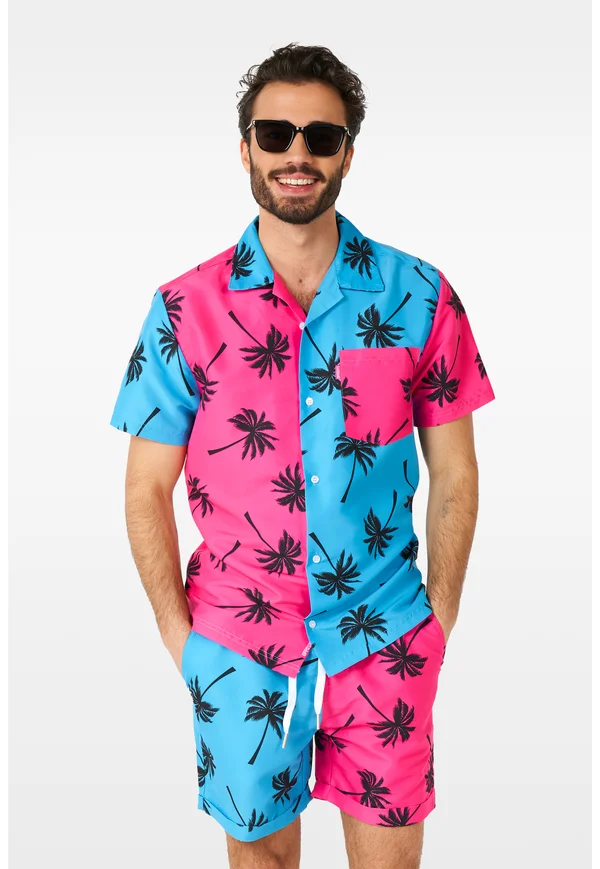 PARALLEL PALM - Shorts - blue/pink