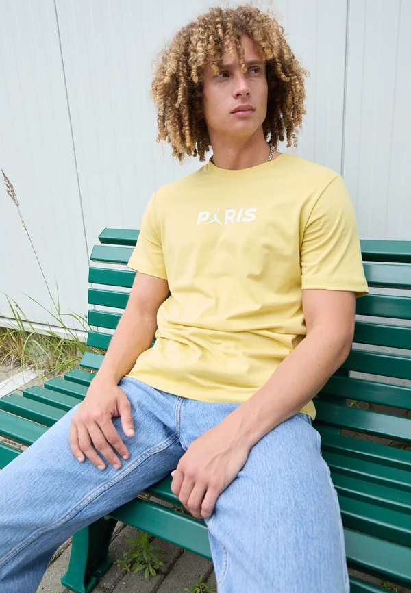PARIS ST GERMAIN LOGO TEE - T-Shirt basic - saturn gold/sail