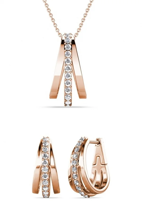 PARURE AURIELLE SQUARE - Ohrringe - couleur or rose/cristal