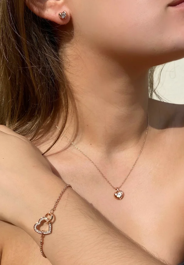 PARURE SIMPLY LOVE LOCKED HEART FOR TREE - Ohrringe - couleur or rose / cristal