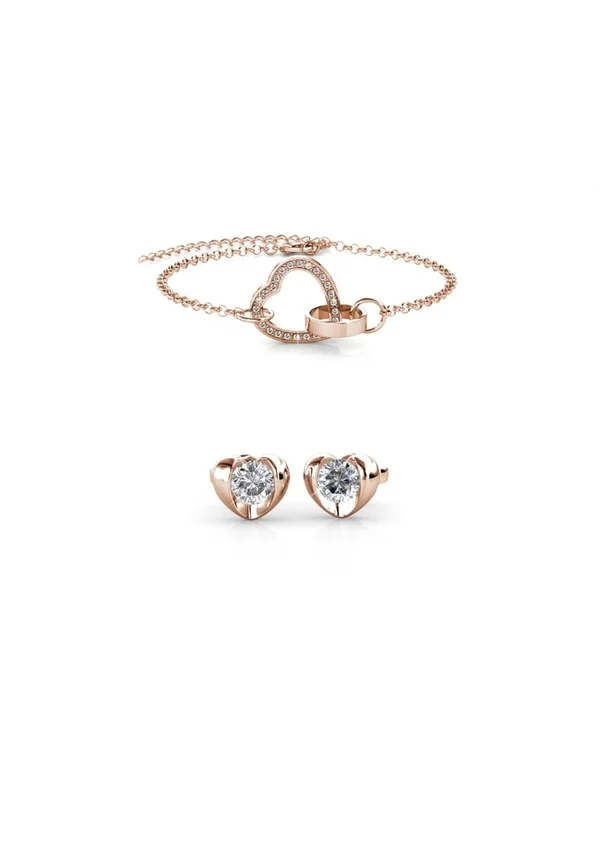 PARURE SIMPLY LOVE LOCKED HEART - Ohrringe - couleur or rose / cristal