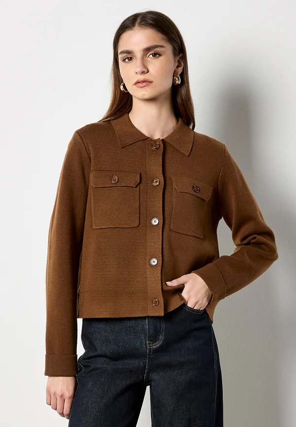 PATCH POCKET - Strickjacke - rust