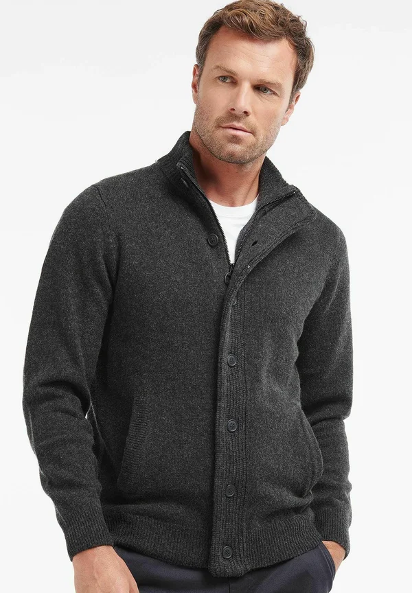 PATCH ZIP THRU - Strickjacke - black