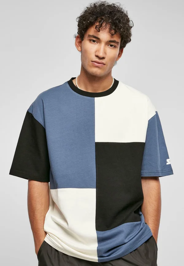 PATCHWORK  - T-Shirt print - vintageblue black palewhite