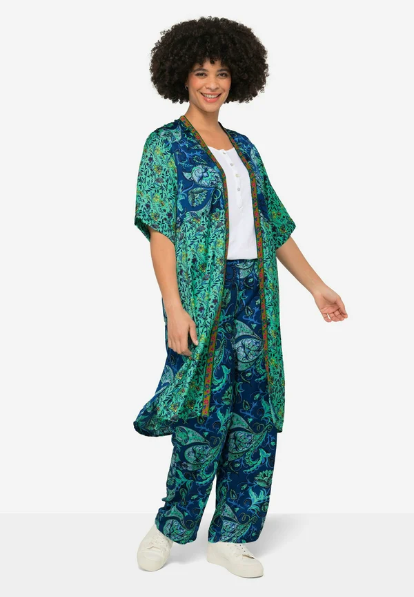 PATTERNED 3/4-SLEEVE OPEN FRONT - Strickjacke - emerald