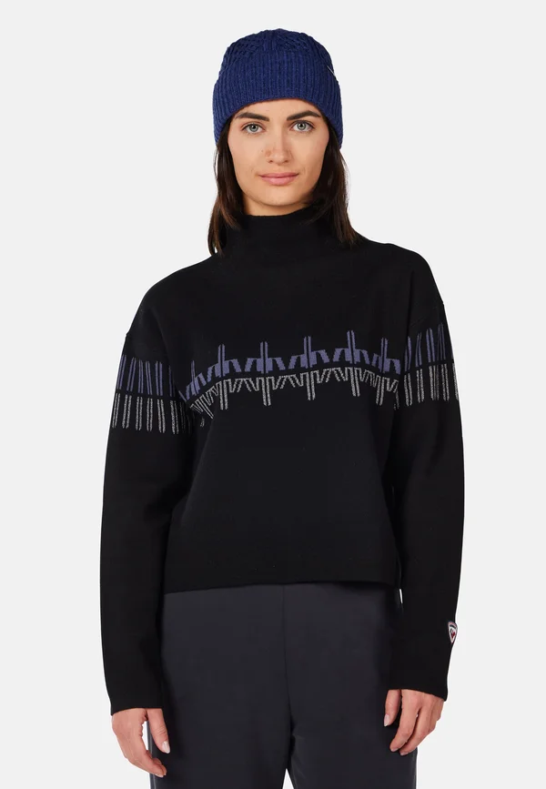 PATTERNED TURTLENECK - Strickpullover - black