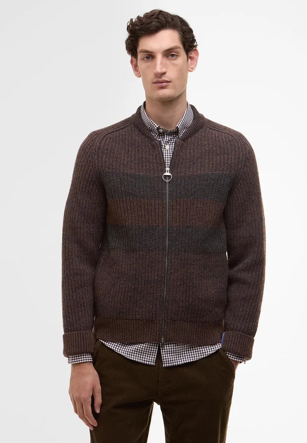 PAUL SMITH LOVES BARBOUR KNITTED BOMBER JACKET - Strickjacke - rustic