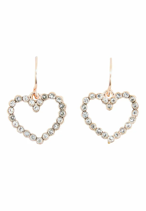 PAVÉ HEART DROP - Ohrringe - rose gold tone