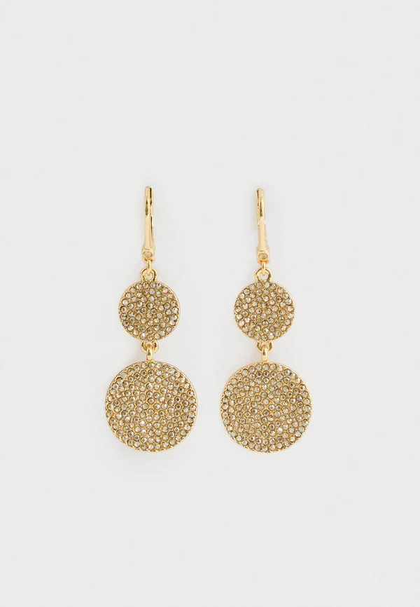 PAVE DISC DROP - Ohrringe - gold-coloured