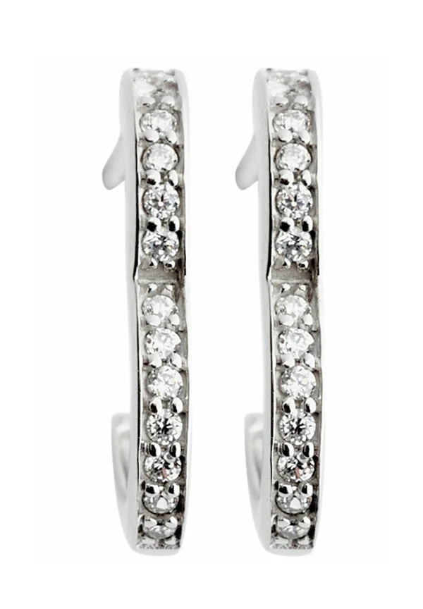 PAVE HEART HOOP .  - REGULAR FIT - Ohrringe - silver coloured