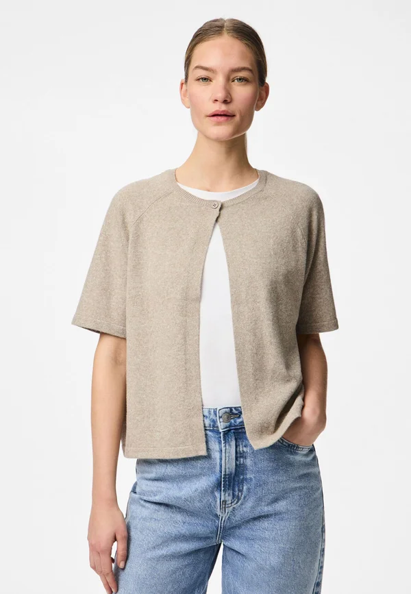 PCBREE SS O NECK - Strickjacke - crockery melange