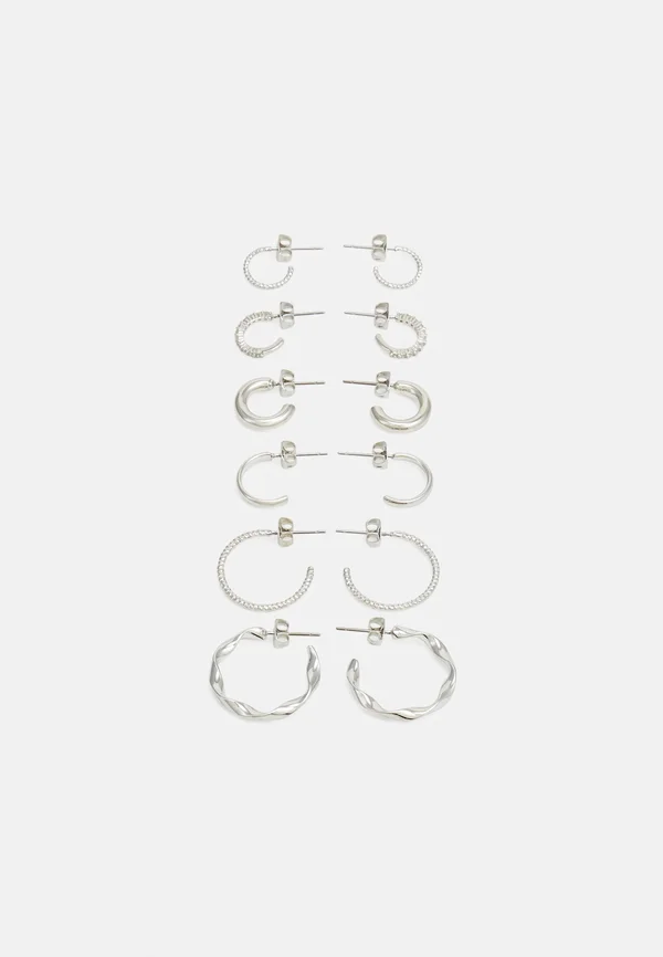 PCDIONA HOOP EARRINGS 6 PACK - Ohrringe - silver-coloured