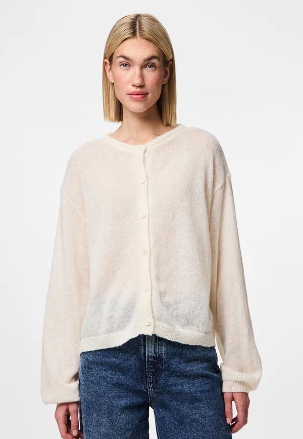 PCIDA LS O-NECK NOOS BC - Strickjacke - cloud dancer