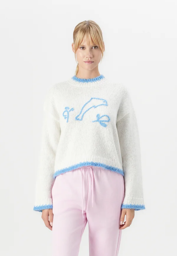 PCJERA O NECK - Strickpullover - cloud dancer