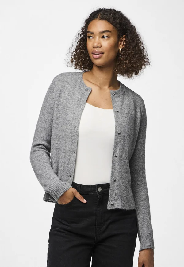 PCMALOU - Strickjacke - medium grey melange