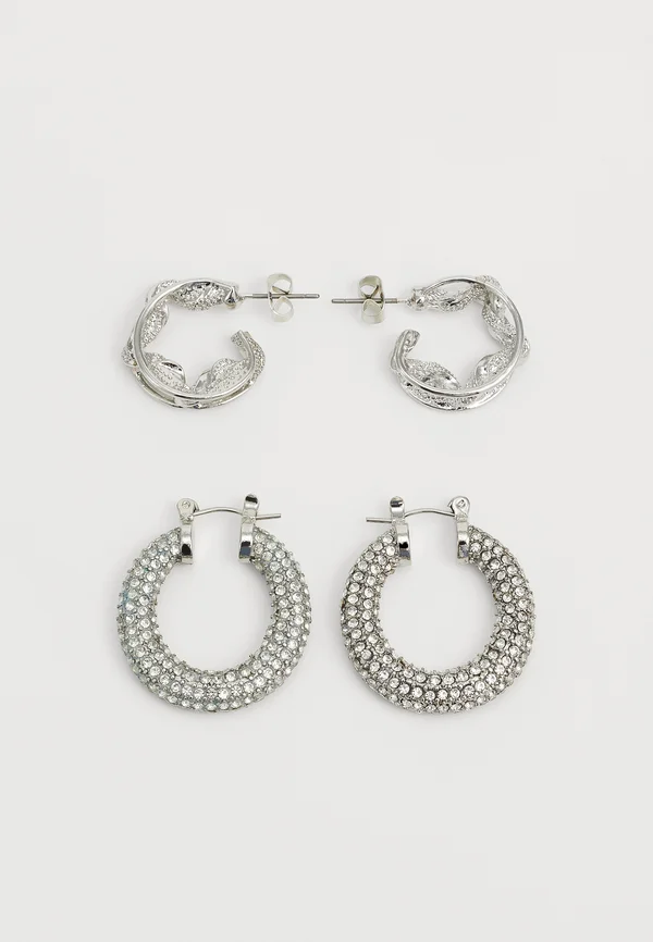 PCNIVE EARRINGS 2 PACK - Ohrringe - silver-coloured