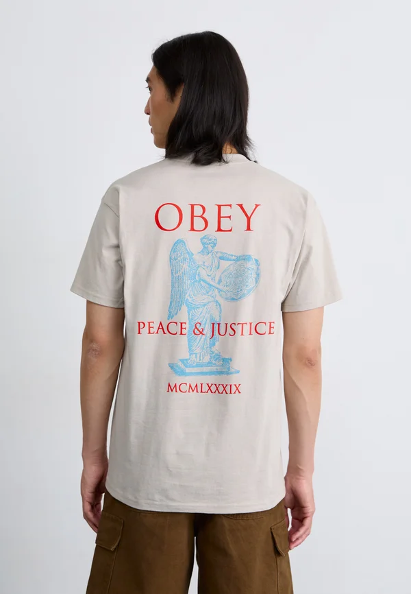 PEACE & JUSTICE STATUE - T-Shirt print - grey