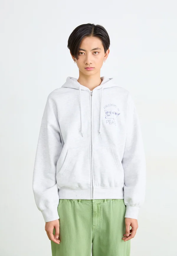 PEACE BAGGY RELAXED ZIP HOOD - Sweatjacke - ash grey